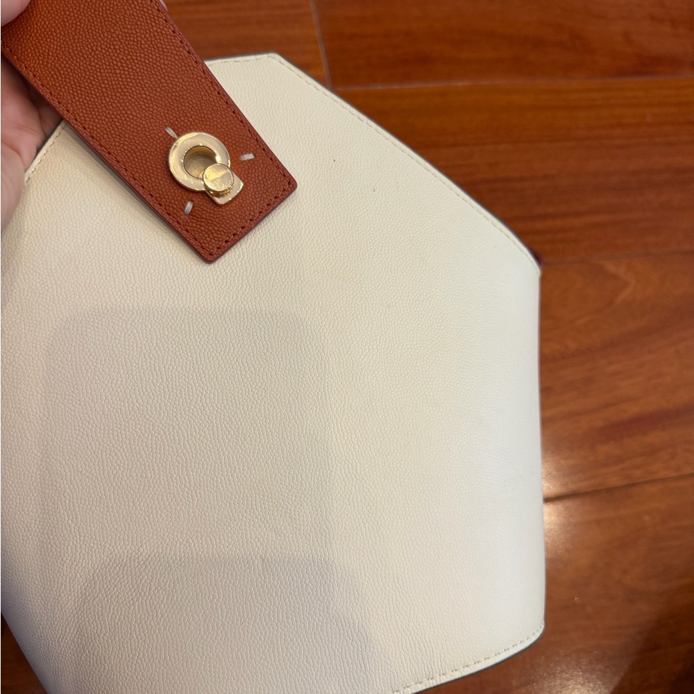 Danse lente mini Johnny bucket bag cream orange brown rust strap crossbody purse - Picture 6 of 7